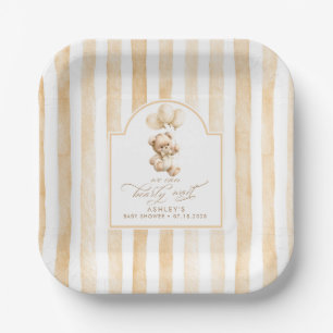 Assiettes En Carton Ours en peluche élégant marron clair rayures Baby