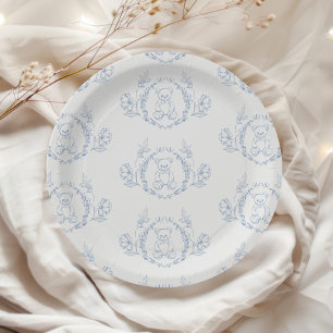 Assiettes En Carton Ours en peluche Toile de Chinoiserie Vintage Baby