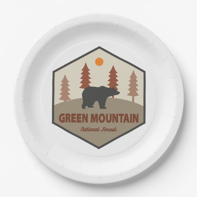 Assiettes En Carton Ours forestier national de Green Mountain (Devant)