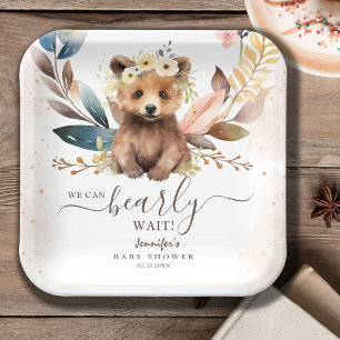 Assiettes En Carton Ours mignon   Document de Baby shower non sexiste