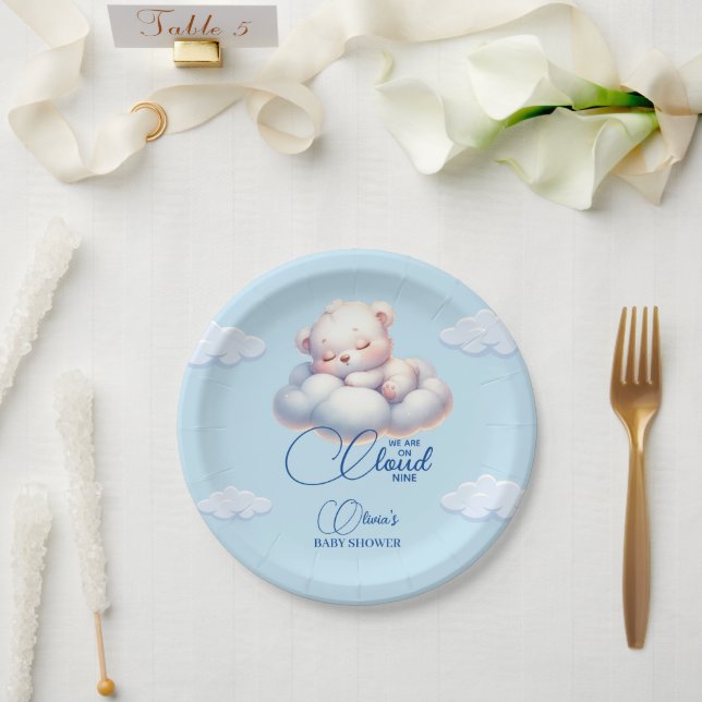 Assiettes En Carton Ours Nous sommes dans le nuage neuf Baby shower (Mariage)