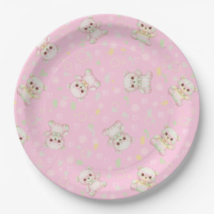 Assiettes En Carton Ours pastel mignon et formes géométriques sans cou