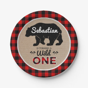 Assiettes En Carton Ours Plaid de Buffalo, bûcheron de bûcheron sauv