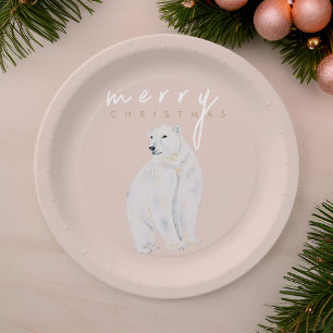 Assiettes En Carton Ours polaire aquarelle Joyeux Noël moderne