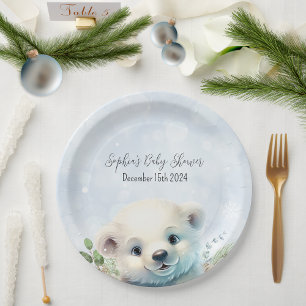 Assiettes En Carton Ours polaire d'hiver Froid à l'extérieur Baby show