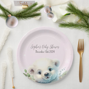 Assiettes En Carton Ours polaire d'hiver froid à l'extérieur du Baby s