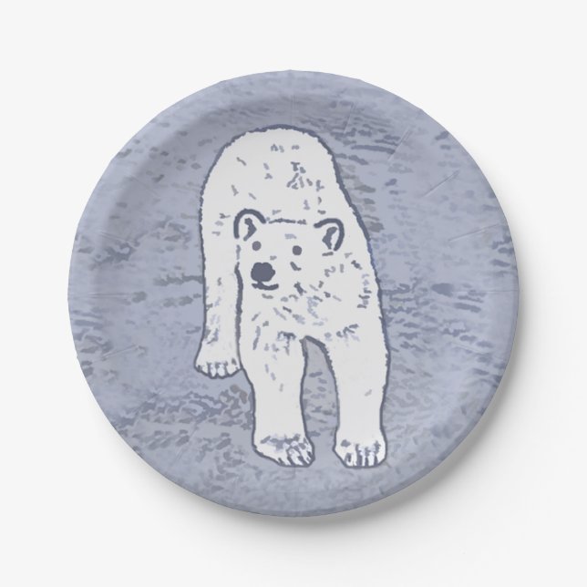 Assiettes En Carton Ours polaire sur la peinture sur glace - Art origi (Devant)