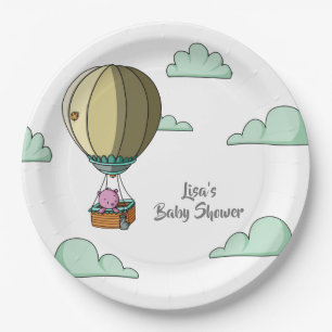 Assiettes En Carton Ours rose dans le Baby shower de dessin de ballon