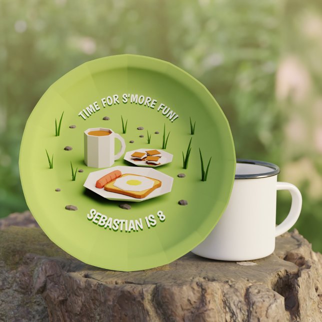 Assiettes En Carton Outdoors Boys'more Camping Anniversaire de enfant  (Outdoors Boys S'more Camping Kids Birthday Party Paper Plates)