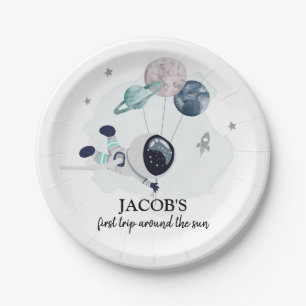Assiettes En Carton Outer Space Boy 1st Trip Autour du Soleil Annivers