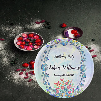 Assiettes En Carton Oval bleu doux Pastel violet Hydrangea Anniversair