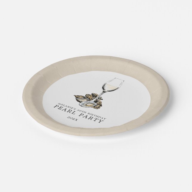 Assiettes En Carton Oyster Pearl Party Tan| Blanc (Angle)
