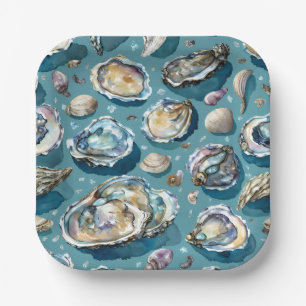 Assiettes En Carton Oysters Clams Motif