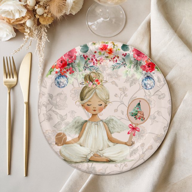 Assiettes En Carton Padel Themed Paper Plates – Christmas Angel Motif (Créateur téléchargé)