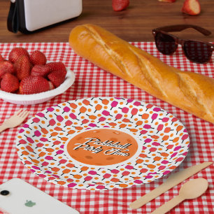 Assiettes En Carton Pagaies de Pickleball Rose et Orange Personnalisée