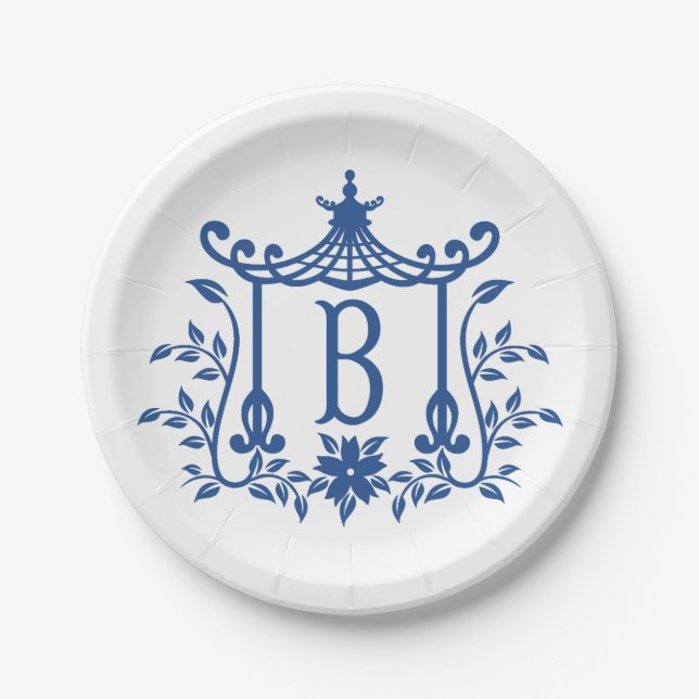 Assiettes En Carton Pagode Chic Monogramme B Plaque papier (Devant)