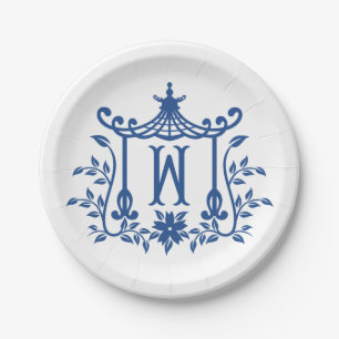 Assiettes En Carton Pagode Chic Monogramme W Plaque en papier