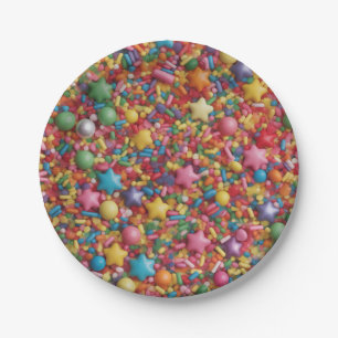 Assiettes En Carton Paillettes arc-en-ciel