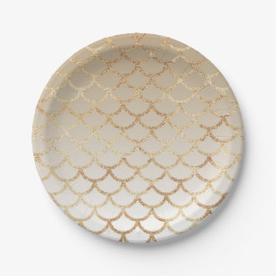 Assiettes En Carton Paillettes de sirène dorées ombrées girly et glamo