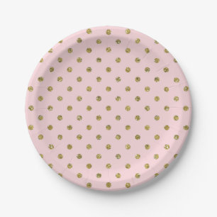 Assiettes En Carton Paillettes rose et or pois chic fête scintillante