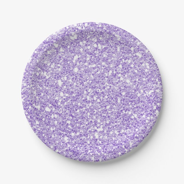 Assiettes En Carton Paillettes scintillantes lilas personnalisées pour (Devant)
