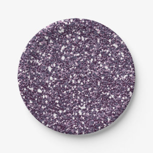 Assiettes En Carton Paillettes Violet Gris Étincelant Glam Fête Sur Me