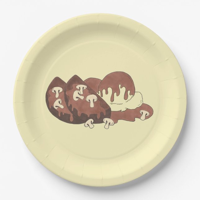 Assiettes En Carton Pain de viande de maman Cuisine purée pommes de te (Devant)