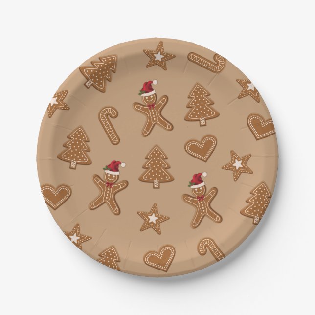 Assiettes En Carton pain d'épices - Formes de biscuits de Noël sur Bro (Devant)