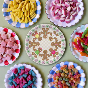 Assiettes En Carton Pain d'épices Garçons et Filles Chèques
