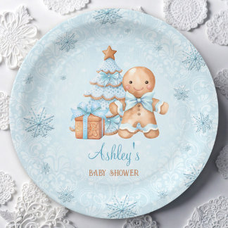 Assiettes En Carton Pain d'épices Homme garçon Baby shower de Noël ble