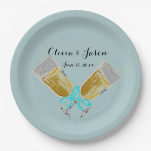 Assiettes En Carton Pain grillé l'épousant fait sur commande Teal de