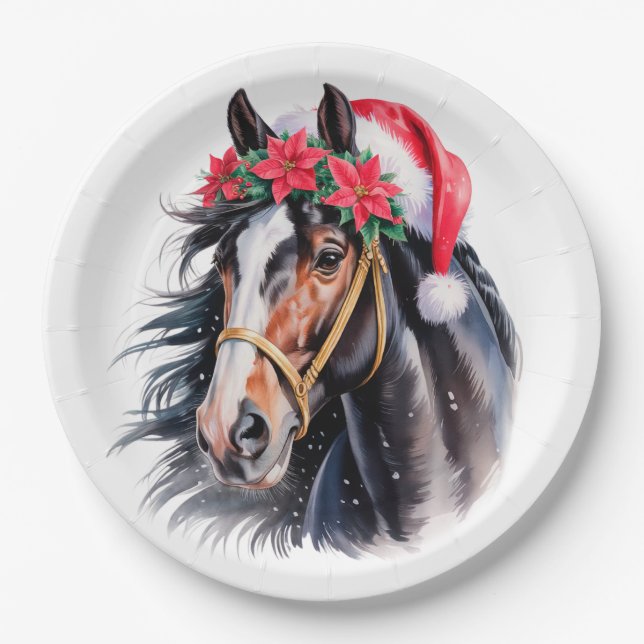 Assiettes En Carton Paint Horse Christmas Paper Plate (Devant)