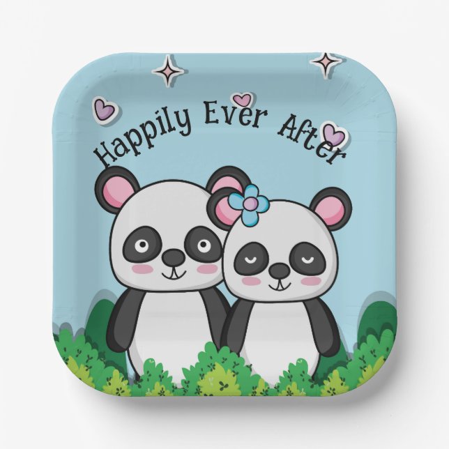 Assiettes En Carton Paire de pandas (Recto)