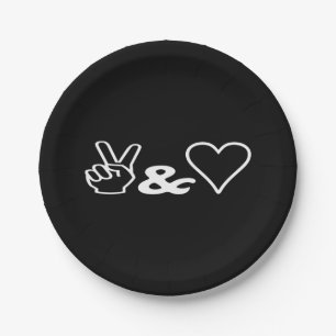 Assiettes En Carton Paix et amour