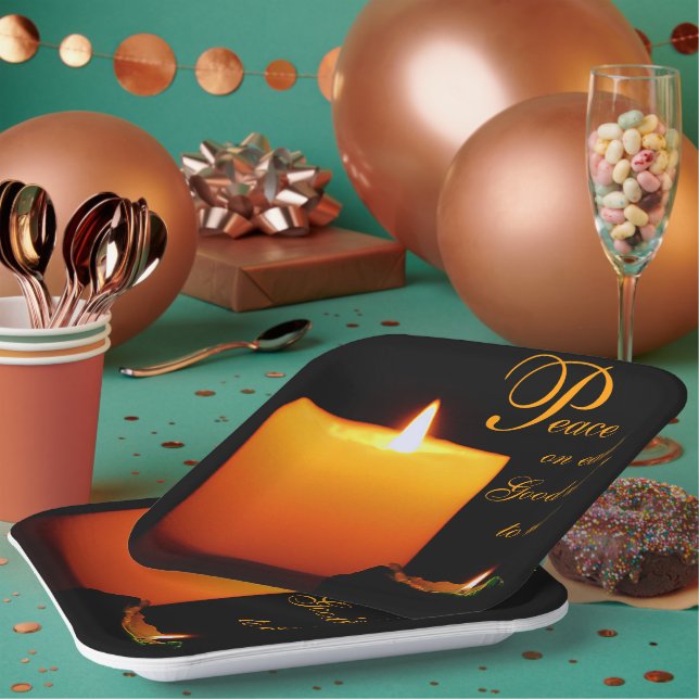 Assiettes En Carton Paix, sur Terre, Bonne volonté aux hommes (Multi)