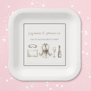 Assiettes En Carton Pajamas & Procuco Fête de Bachelorette personnalis