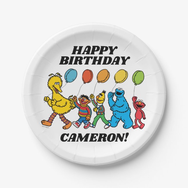 Assiettes En Carton Pal de rue Sésame | Plaques de papier à ballons de (Devant)