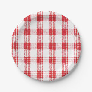 Assiettes En Carton Palaka Hawaiian Plaque blanche et rouge