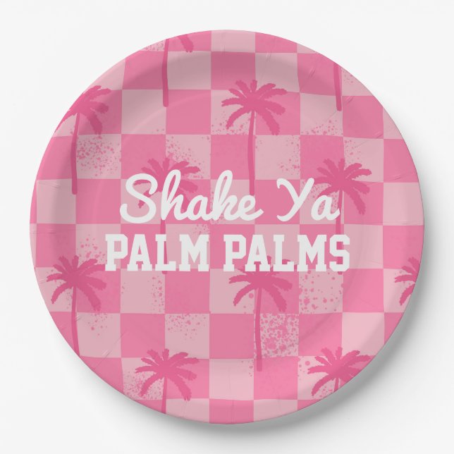 Assiettes En Carton Palm Springs Bachelorette Shake Ya Palm Plaque (Devant)