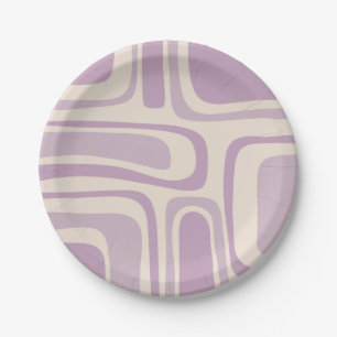 Assiettes En Carton Palm Springs Mid Century Abstrait Motif violet