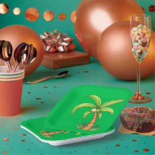 Assiettes En Carton Palm Tree Beach Tropical et Ile Vibes