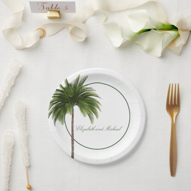 Assiettes En Carton Palm Tree Élégant Moderne Chic (Mariage)