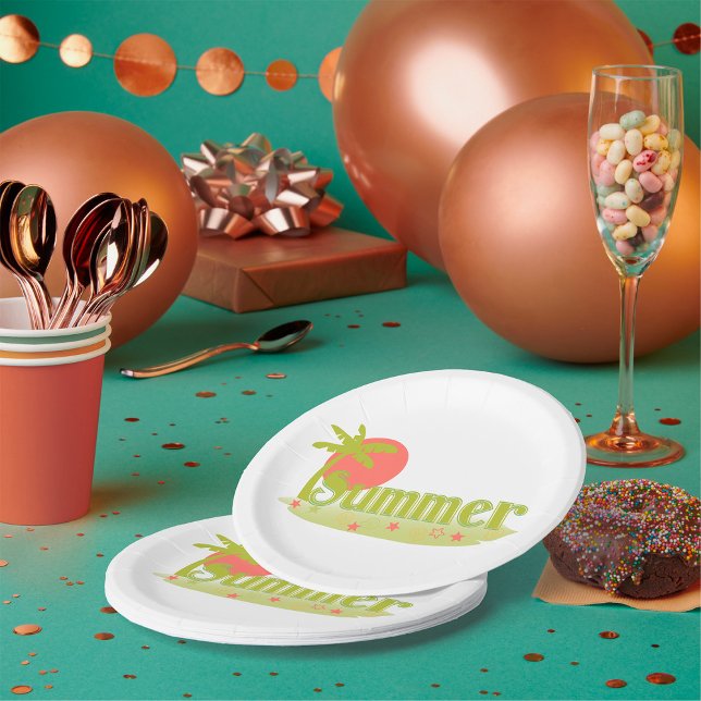 Assiettes En Carton Palm Tree été avec soleil et plage (Créateur téléchargé)