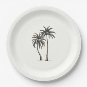Assiettes En Carton Palmier tropical Mariage côtier rustique