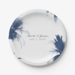 Assiettes En Carton Palmiers Blanc Glamor Chic moderne Tropical