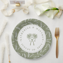 Assiettes En Carton Palmiers noués Destination Tropicale Mariage