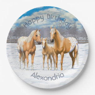 Assiettes En Carton Palomino Appaloosa Chevaux En Neige