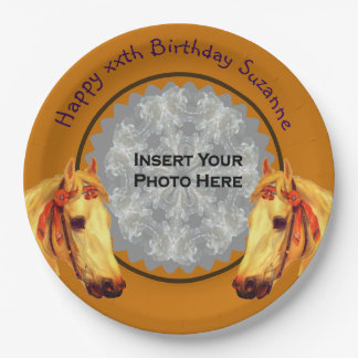 Assiettes En Carton Palomino Horse Photo personnalisée Fête d'annivers