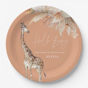 Assiettes En Carton Pampas botanique herbe girafe moderne safari chic 