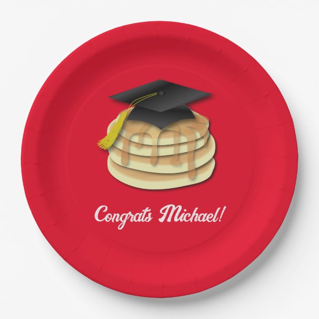 Assiettes En Carton Pancake Brunch Graduation Party Invitation (Devant)